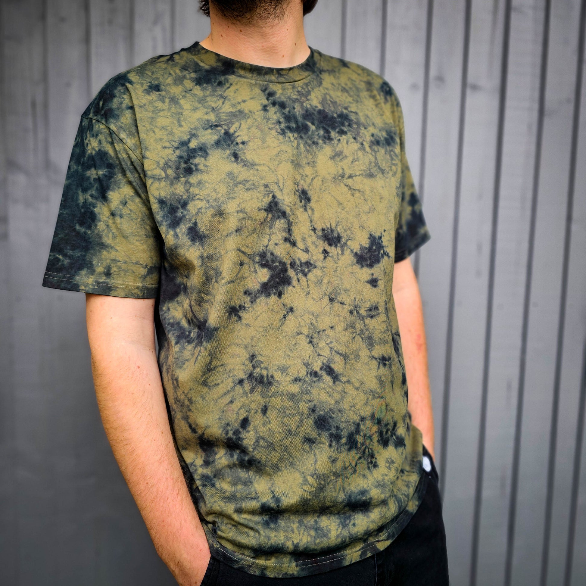 Army Green Camo Crunch Tie Dye T-Shirt