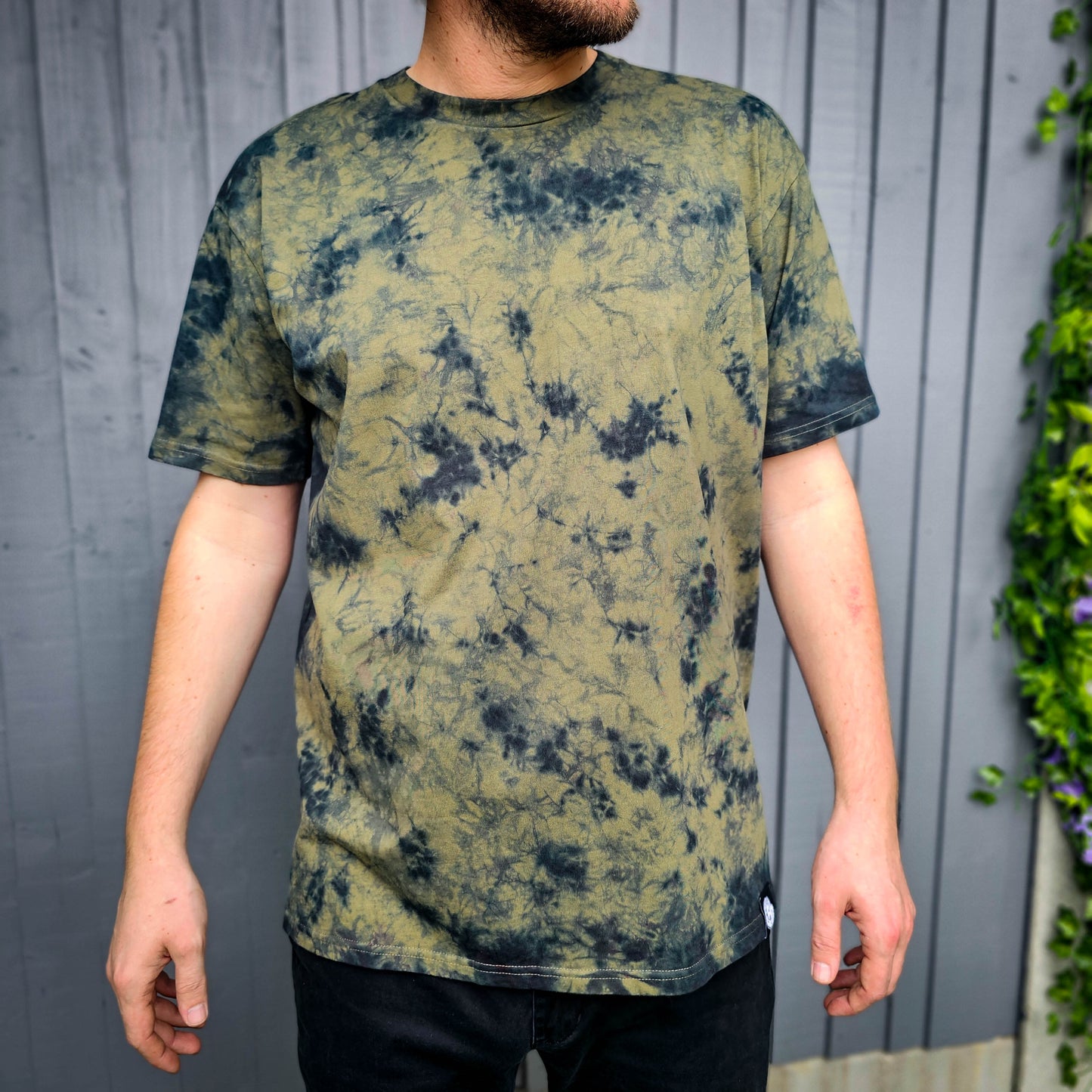 Army Green Camo Crunch Tie Dye T-Shirt