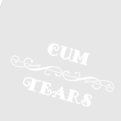 Black cloth rag with large white “CUM TEARS” lettering