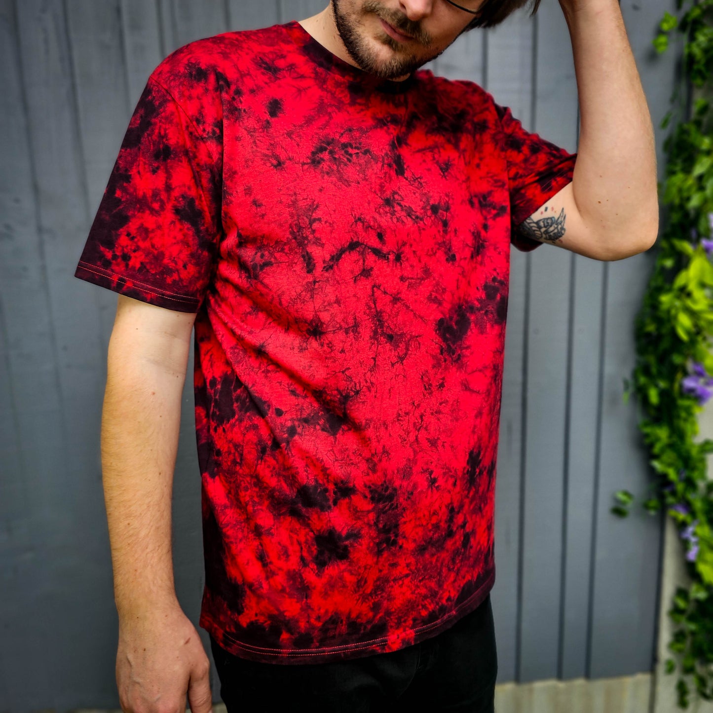 Deep Red Camo Crunch Tie Dye T-Shirt