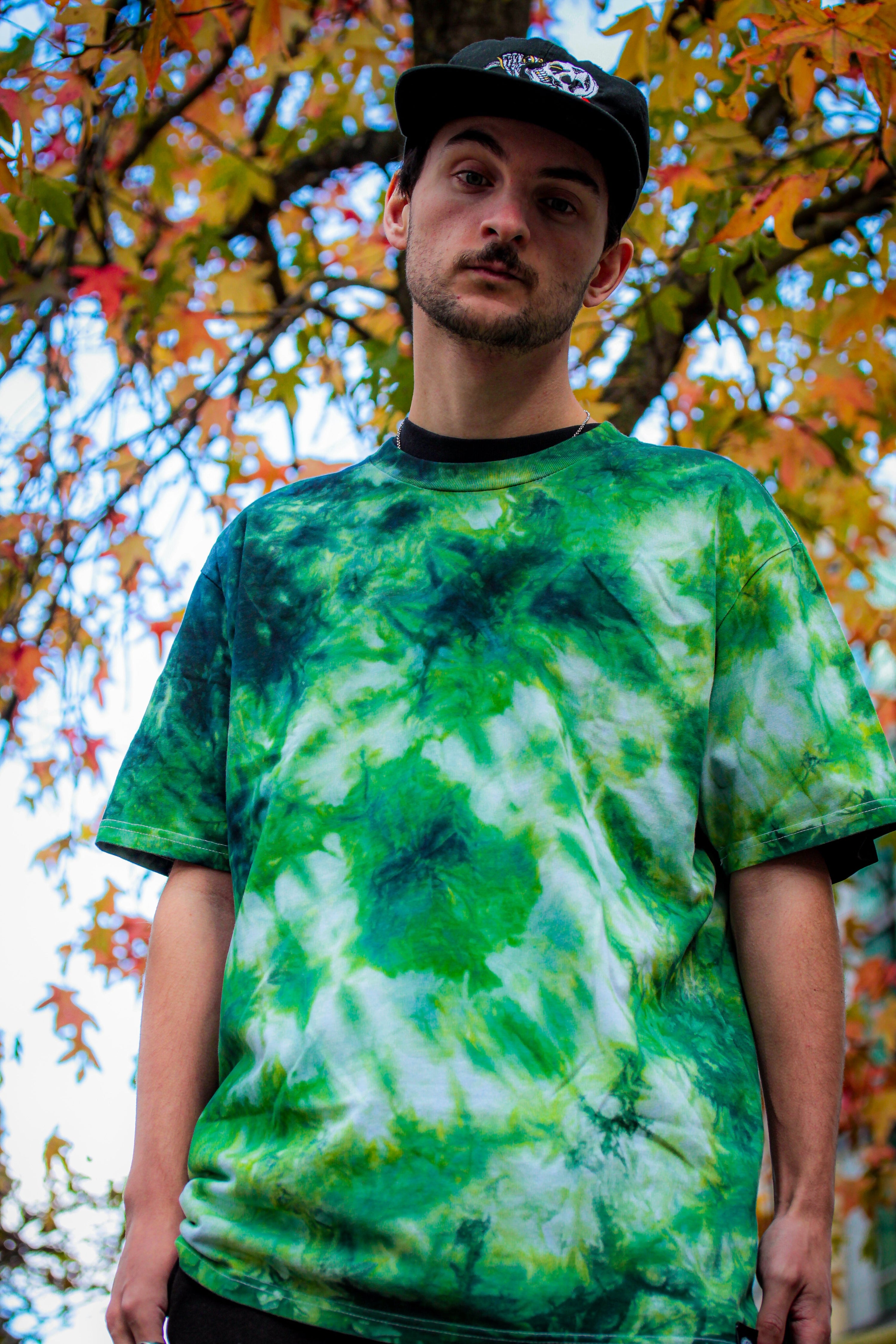 Electric Green Impact Cram Tie Dye T-Shirt - tie dye joggers -  tie dye sweatpants - tie dye trousers - Stinging Bullfish
