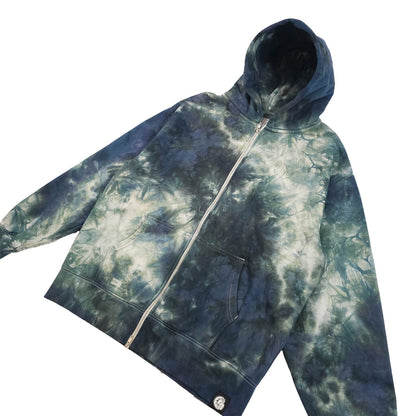 Grey Ombré Smoke Tie Dye Zip Up Hoodie