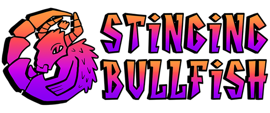 Stinging Bullfish Logo in Orange Pink Purple