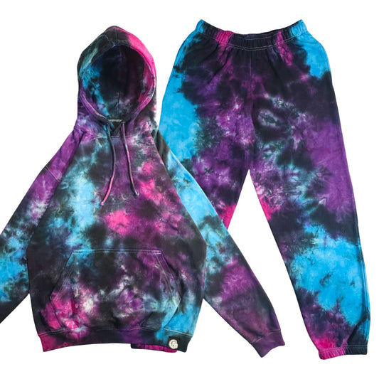 Nebula tie-dye hoodie with drawstring hood and kangaroo pocket