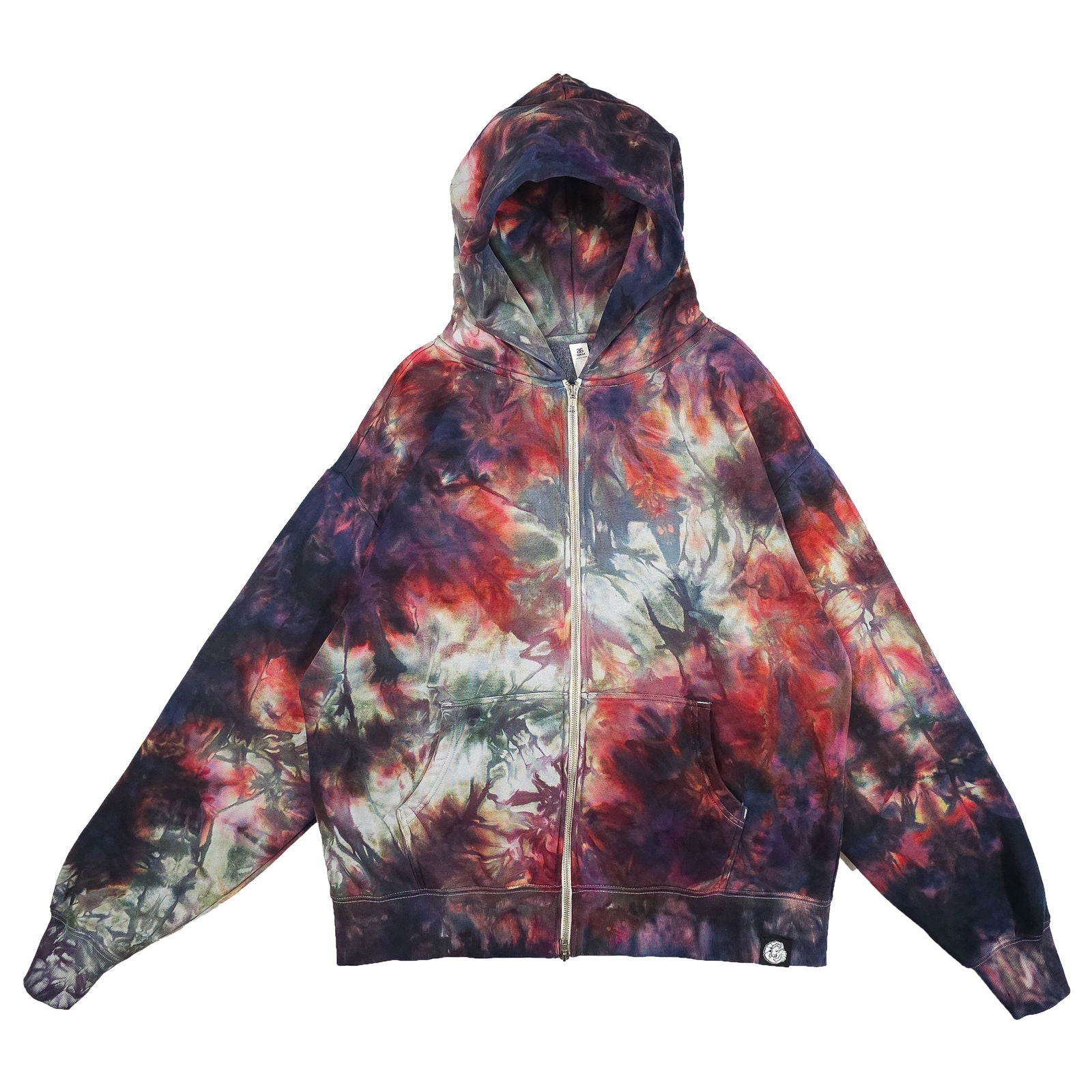 Oxblood Red Tie Dye Zip Up Hoodie