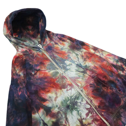 Oxblood Red Tie Dye Zip Up Hoodie