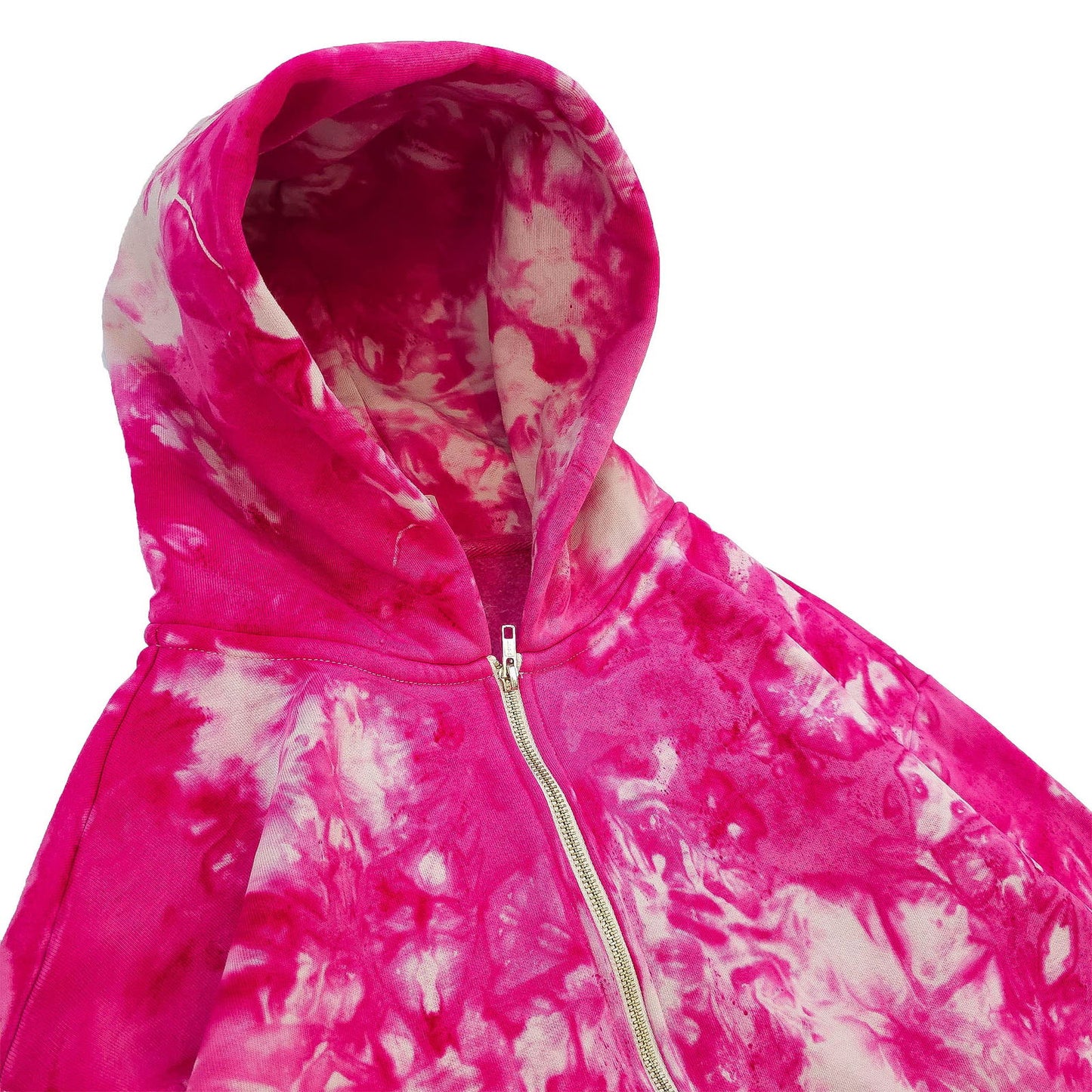 Pink Crunch Zip Up Tie Dye Hoodie