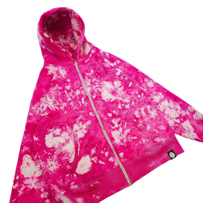 Pink Crunch Zip Up Tie Dye Hoodie