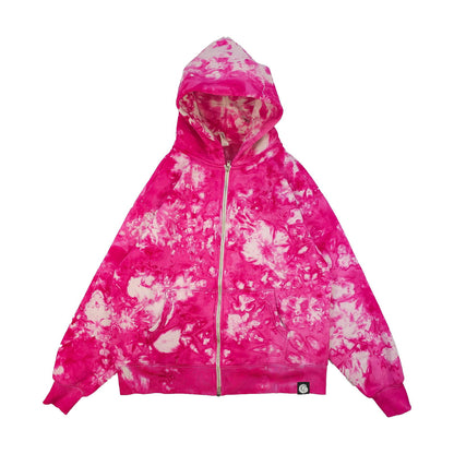 Pink Crunch Zip Up Tie Dye Hoodie - tie dye joggers -  tie dye sweatpants - tie dye trousers - Stinging Bullfish