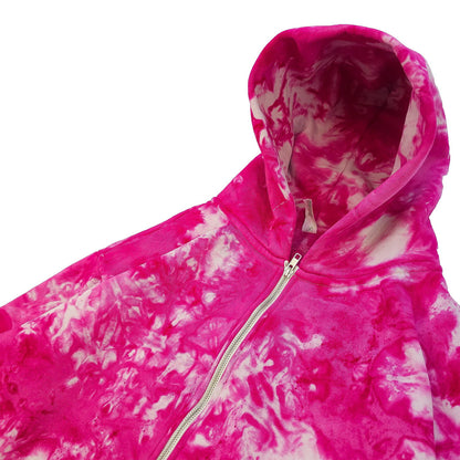 Pink Crunch Zip Up Tie Dye Hoodie - tie dye joggers -  tie dye sweatpants - tie dye trousers - Stinging Bullfish